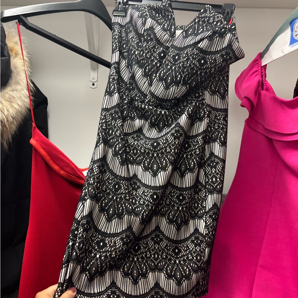 Black and White Lace Pattern Dress